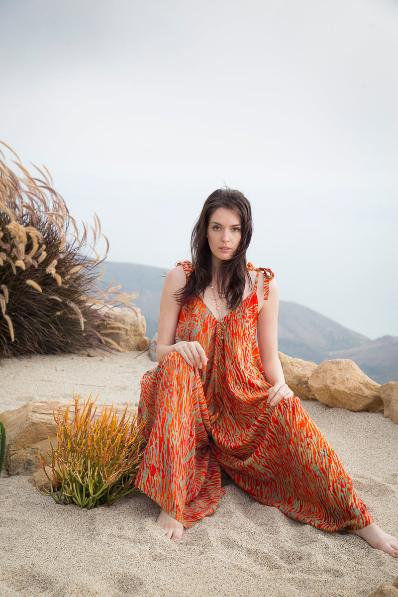 Gypsy Jumpsuit in Batik Zebra Orange Gold – Bali Prema