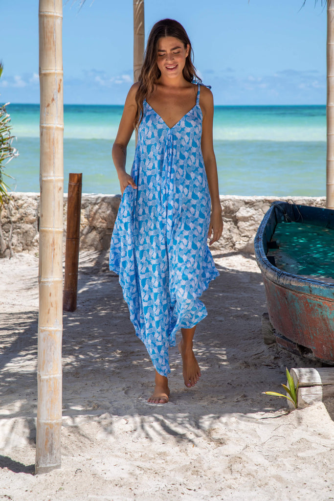 Premium Gypsy Wide Leg Jumpsuit in Barbados Blue