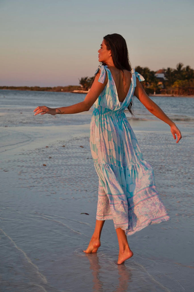 Veronica Lake Tiered Resort Dress in Antigua Seafoam