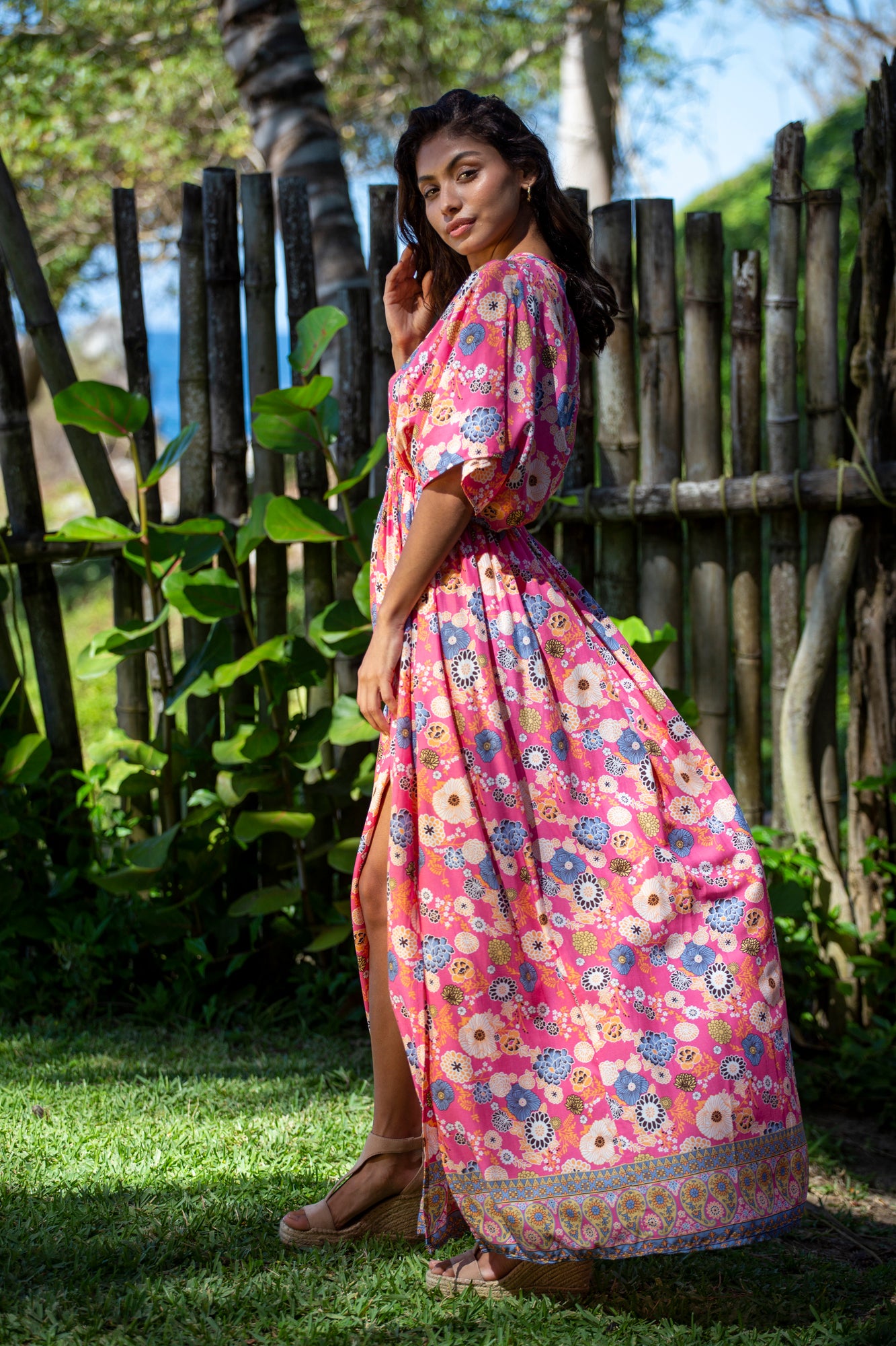 Amy Kimono Dress in Premium Okinawa Coral