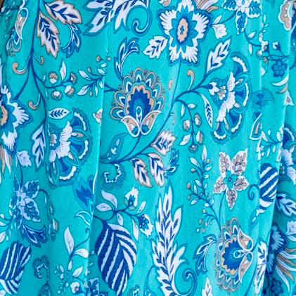 Gabrielle Wide Resort Pant in Galapagos Teal Floral | SWATCH